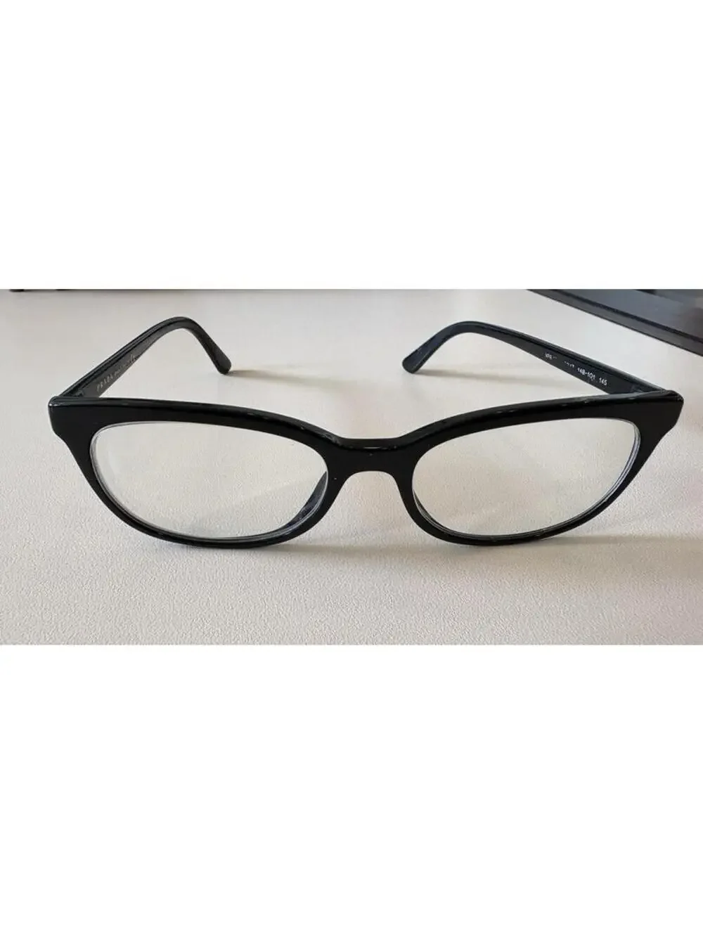 PRADA Eyeglasses VPR 13V 1AB-1O1 53-17 145 Shiny Black Cat-Eye Frames only